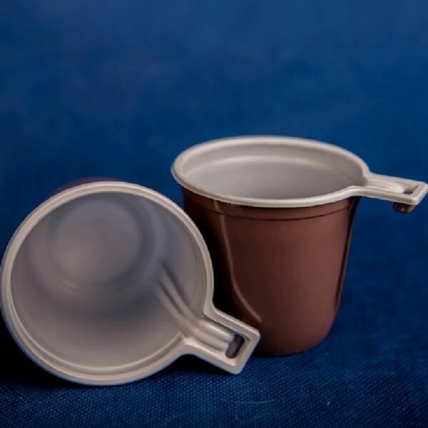 фото Чашка 50шт 200мл для холодных и горячих напитков/ коричнево-белая ПП "мопс",50 штук