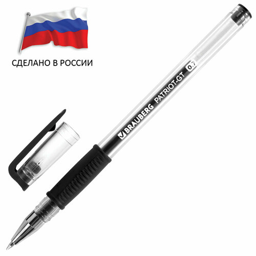 Ручка гелевая россия «PATRIOT-GT»чернаякорпус прозрачныйузел 0.7 ммлиния письма 0.4 ммBRAUBERG143960