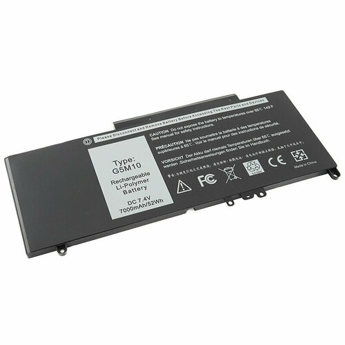 Аккумулятор OEM (совместимый с 6MT4T) для ноутбука Dell Latitude E5470, E5570 7.6V 7000mAh черный аккумулятор g5m10 для dell latitude e5470 e5570 3150 3160 6mt4t 8v5gx 7v69v 8000mah