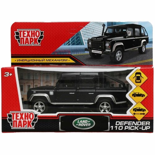 Машина металл LAND ROVER DEFENDER PICKUP 12 см, двери, багаж, черный, кор. Технопарк в кор.2*36шт DЕFРIСКUР12ВК 618795