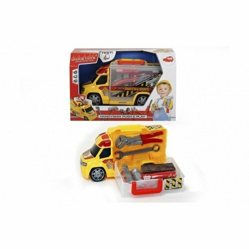 автокран dickie toys 3302006 15 см желтый Машинка - чемоданчик Механик с аксессуарами Dickie Toys 3726004