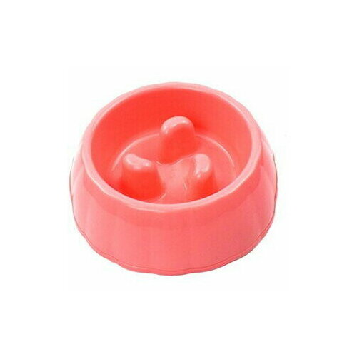 Миска пластиковая для медленного кормления «Зиг-Заг» 18*5,5см цвет розовый/350мл