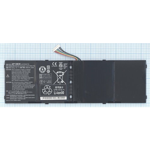 Аккумулятор AP13B3K для ноутбука Acer Aspire V7-482 15V 53Wh (3500mAh) черный аккумуляторная батарея ibatt ib u1 a674 3500mah для acer aspire v5 552g aspire v5 572g aspire v5 573g aspire es1 511 aspire v5 572pg aspire r7 571g aspire v7 582pg aspire v5 552 aspire v5 552pg aspire r7 572g aspire v5 552p