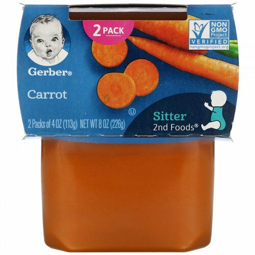 Gerber, морковь, 2 баночки, 113 г (4 унции) в каждой