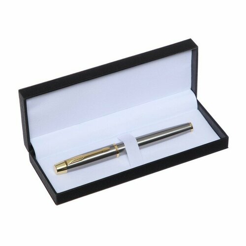 Ручка подарочная роллер в кожзам футляре ПБ IF, корпус серебро/золото