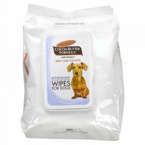 Palmer' s for Pets, Coconut Butter Formula with Vitamin E, Refreshing Wipes For Dogs, 100 Wipes