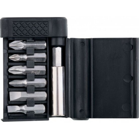 фото Набор бит SPARTA 113945, магнитный адаптер для бит, сталь 45Х, 7 предметов, пластиковый бокс