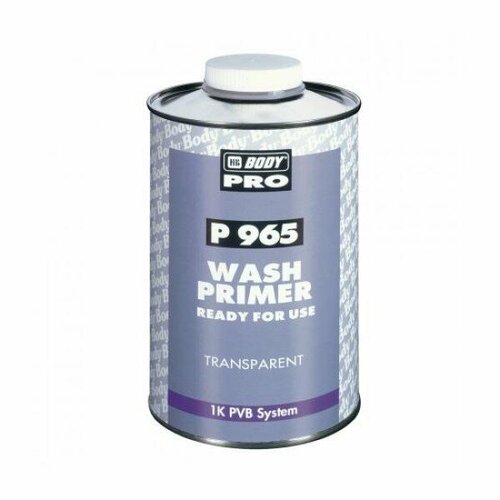 Грунт автомобильный HB Body PRO 965 Wash Primer 1K кислотный изолятор, прозрачный 1 л