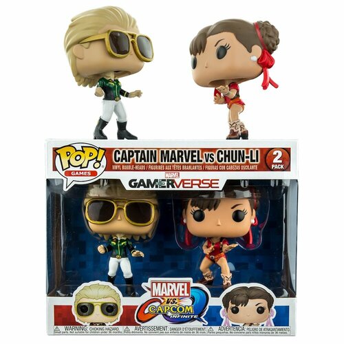 Фигурка Funko POP Captain Marvel Green vs Chun-Li Red 2-pack (Эксклюзив Hot Topic) из игры Marvel Vs Capcom набор фигурок лицехватов чужие alien covenant accessory pack creature pack