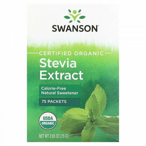 Swanson, Certified Organic Stevia Extract, 75 Packets