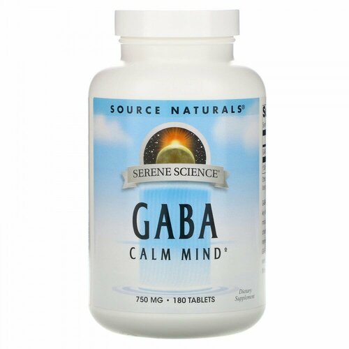 Source Naturals, GABA Calm Mind, гамк, 750 мг, 180 таблеток