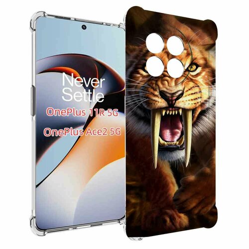Чехол MyPads саблезубый злой тигр для OnePlus 11R задняя-панель-накладка-бампер