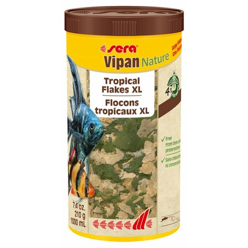 Корм сухой для всех видов рыб, основной в крупных хлопьях "Vipan Nature", 1000 мл, 210 г, SERA