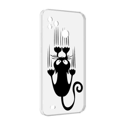 Чехол MyPads Свисающий-кот для Tecno Pop 5 Go задняя-панель-накладка-бампер чехол mypads пугливый кот для tecno pop 5 go задняя панель накладка бампер