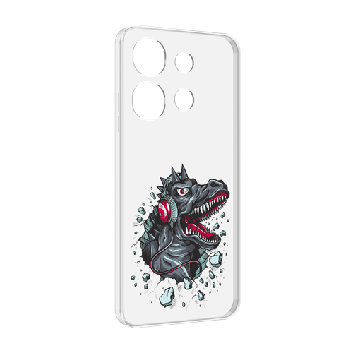 Чехол MyPads Нарисованный динозавр в наушниках для Tecno Spark Go 2023 (BF7) / Tecno Smart 7 задняя-панель-накладка-бампер