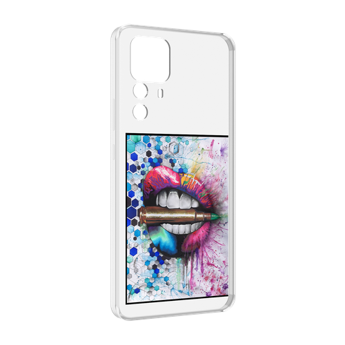Чехол MyPads разноцветные губы с пулей для Xiaomi 12T Pro задняя-панель-накладка-бампер