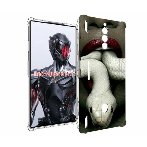 Чехол MyPads белая-змея для ZTE Nubia Red Magic 8 Pro / Red Magic 8 Pro Plus задняя-панель-накладка-бампер