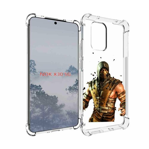 чехол mypads mortal kombat scorpion для vivo y76 5g задняя панель накладка бампер Чехол MyPads Mortal Kombat scorpion для Nokia X30 5G задняя-панель-накладка-бампер