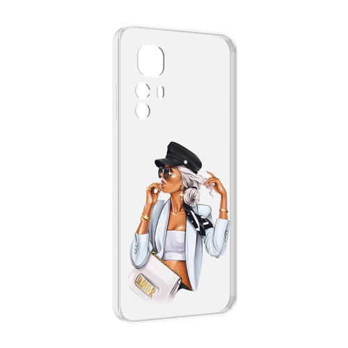 Чехол MyPads девушка-в-белом-с-модной-сумочкой женский для Blackview A85 задняя-панель-накладка-бампер