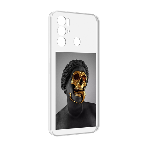 Чехол MyPads золотой череп в статуе для Tecno Pova Neo 4G задняя-панель-накладка-бампер
