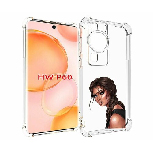 Чехол MyPads красивая-девушка-в-черной-майке женский для Huawei P60 задняя-панель-накладка-бампер