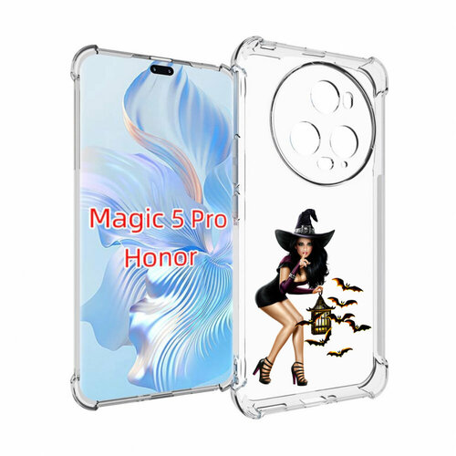 Чехол MyPads девушка-ведьма женский для Honor Magic 5 Pro задняя-панель-накладка-бампер