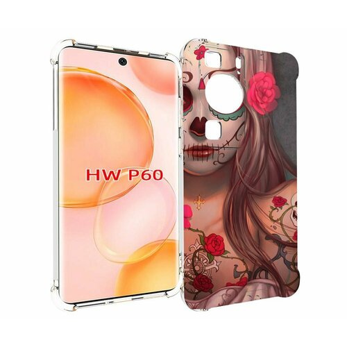 Чехол MyPads девочка в рисунках для Huawei P60 задняя-панель-накладка-бампер