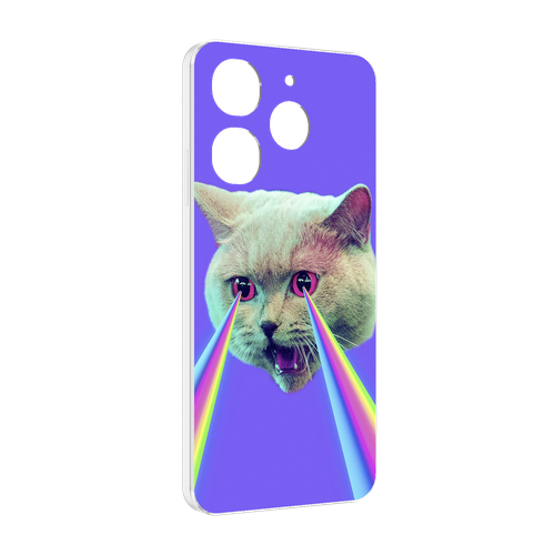 Чехол MyPads кот с радугой в глазах для Tecno Spark 10 Pro задняя-панель-накладка-бампер