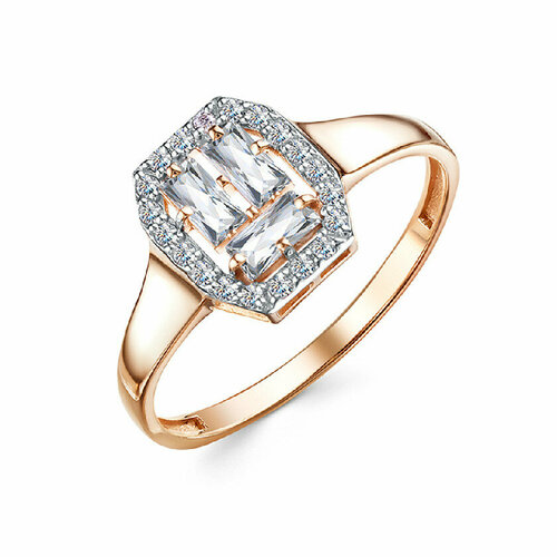 фото Кольцо rusgoldart, красное золото, 585 проба, фианит, размер 19.5, золотой, красный