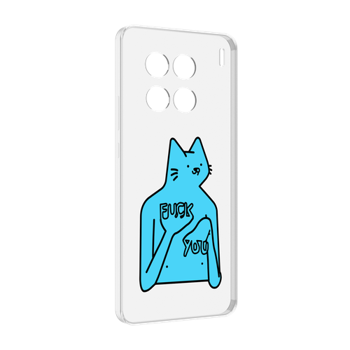 Чехол MyPads голубой-кот-фак-ю для Vivo X90 Pro задняя-панель-накладка-бампер