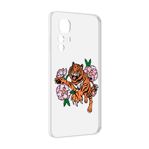 Чехол MyPads тигры-цветочные для Blackview A85 задняя-панель-накладка-бампер
