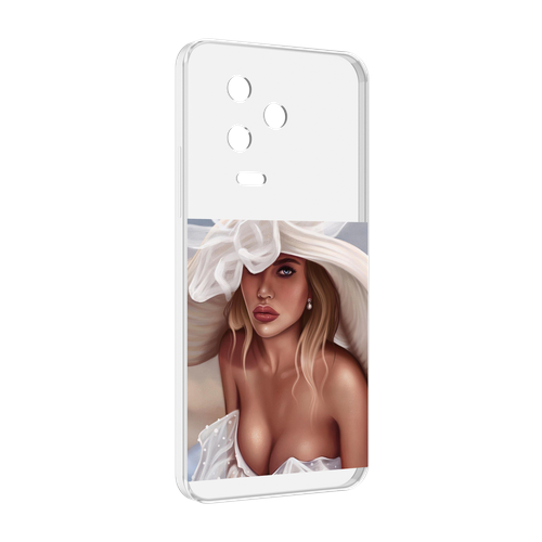 Чехол MyPads девушка-в-белой-шляпе женский для Infinix Note 12 Pro 4G X676B задняя-панель-накладка-бампер