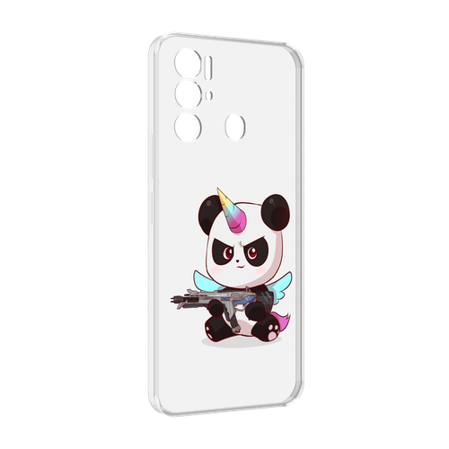 Чехол MyPads панда-единорог детский для Tecno Pova Neo 4G задняя-панель-накладка-бампер