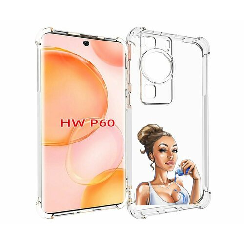 Чехол MyPads девушка-пролила-краску женский для Huawei P60 задняя-панель-накладка-бампер