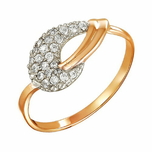 фото Кольцо rusgoldart, красное золото, 585 проба, фианит, размер 17, золотой, красный