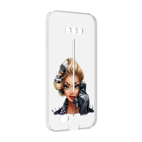 Чехол MyPads девушка-смайлик-с-телефоном женский для Doogee S41 / S41 Pro задняя-панель-накладка-бампер