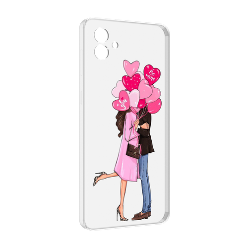 Чехол MyPads девушка-с-парнем-сердечки женский для Samsung Galaxy M04 задняя-панель-накладка-бампер