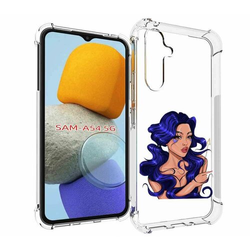 Чехол MyPads красивая-девушка-с-синими-волосами женский для Samsung Galaxy A54 задняя-панель-накладка-бампер