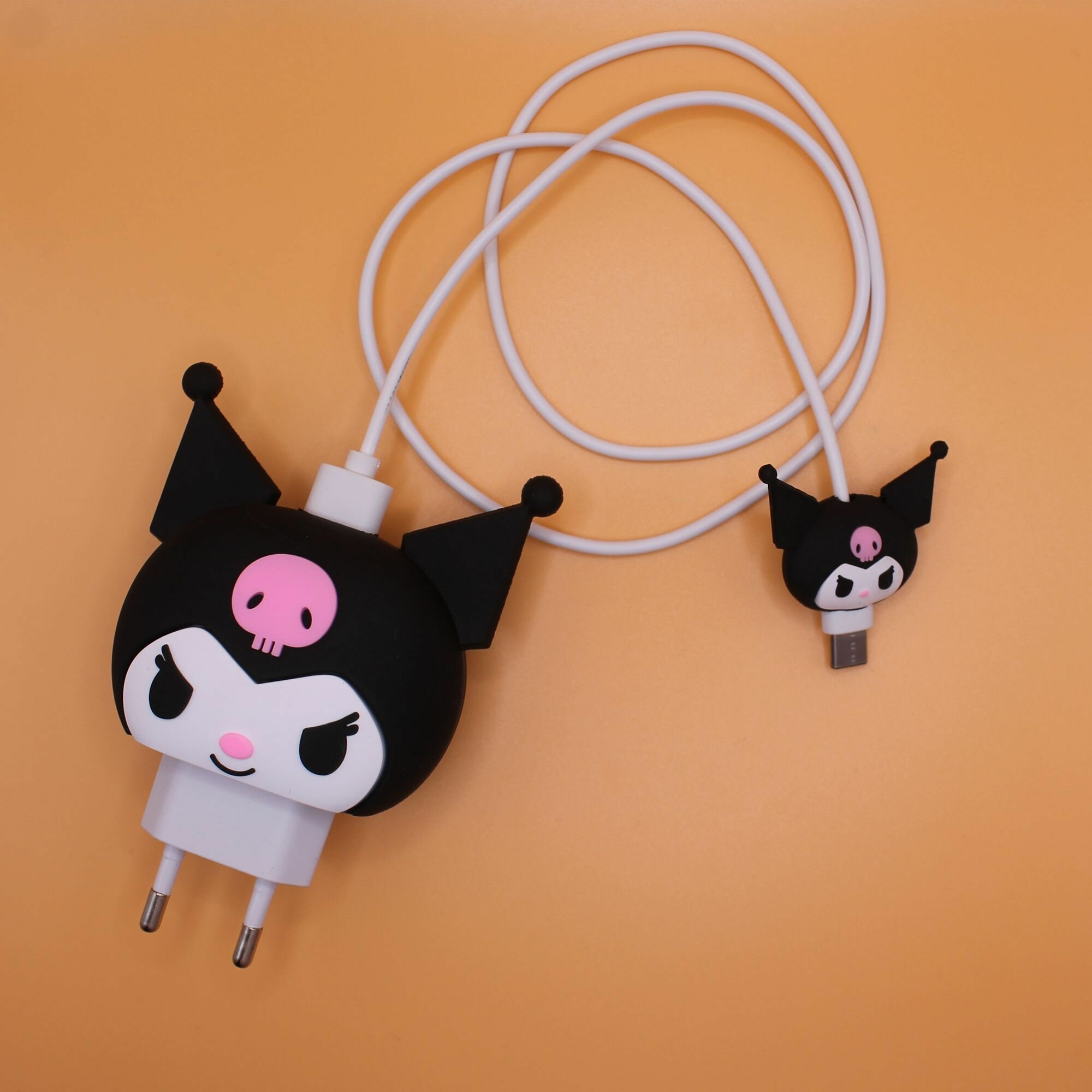 Комплект защитный чехол для зарядки / защита кабеля от излома / Kawaii Kuromi