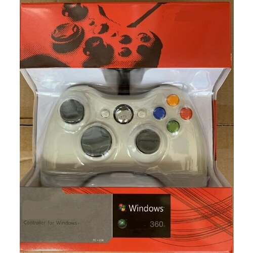 Джойстик (геймпад) проводной для игровой приставки Xbox 360 и ПК, Белый