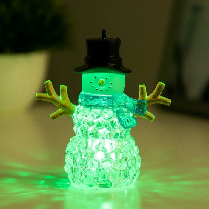RISALUX Ночник "Снеговичок" LED 1Вт RGB 3хLR44 прозрачный 8х8х10см - фотография № 3