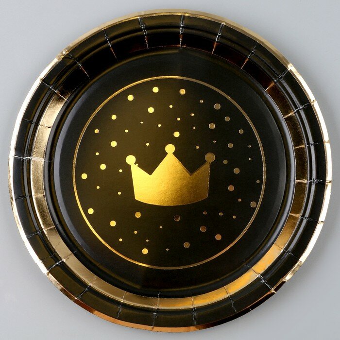 Тарелка бумажная «Золотая корона», в наборе 6 шт. - фотография № 1
