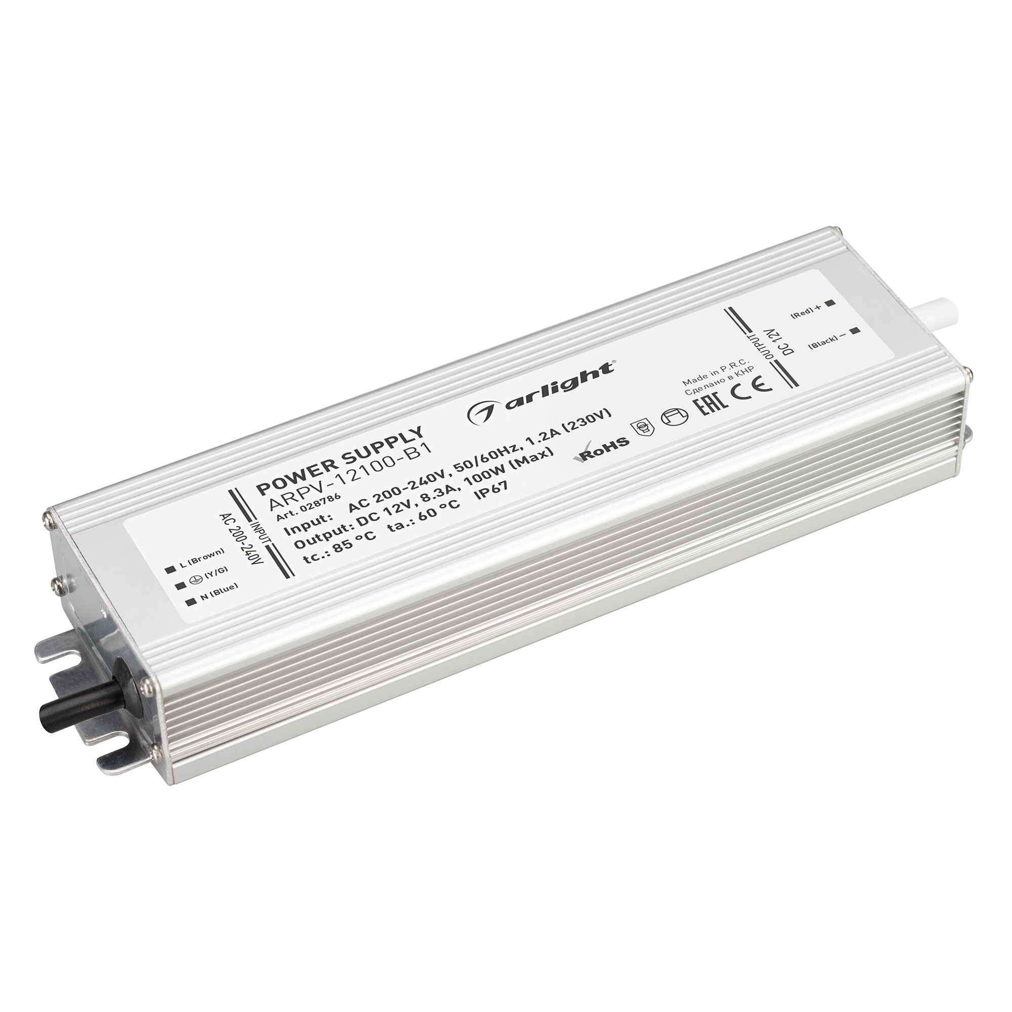 Блок питания ARPV-12100-B1 (12V, 8,3A, 100W) (Arlight, IP67 Металл, 3 года) - фото №1