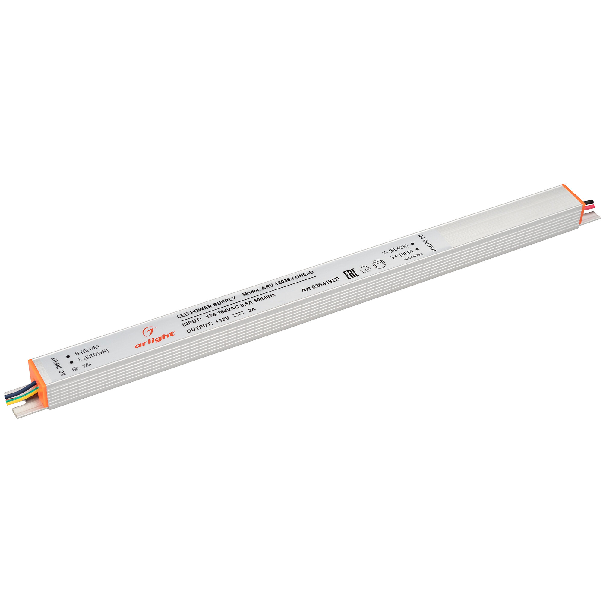 Блок питания Arlight ARV-12036-Long-D 12V 36W IP20 3A - фото №1