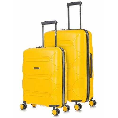 Комплект чемоданов L'case Miami, 2 шт., 78 л, размер S/M, желтый