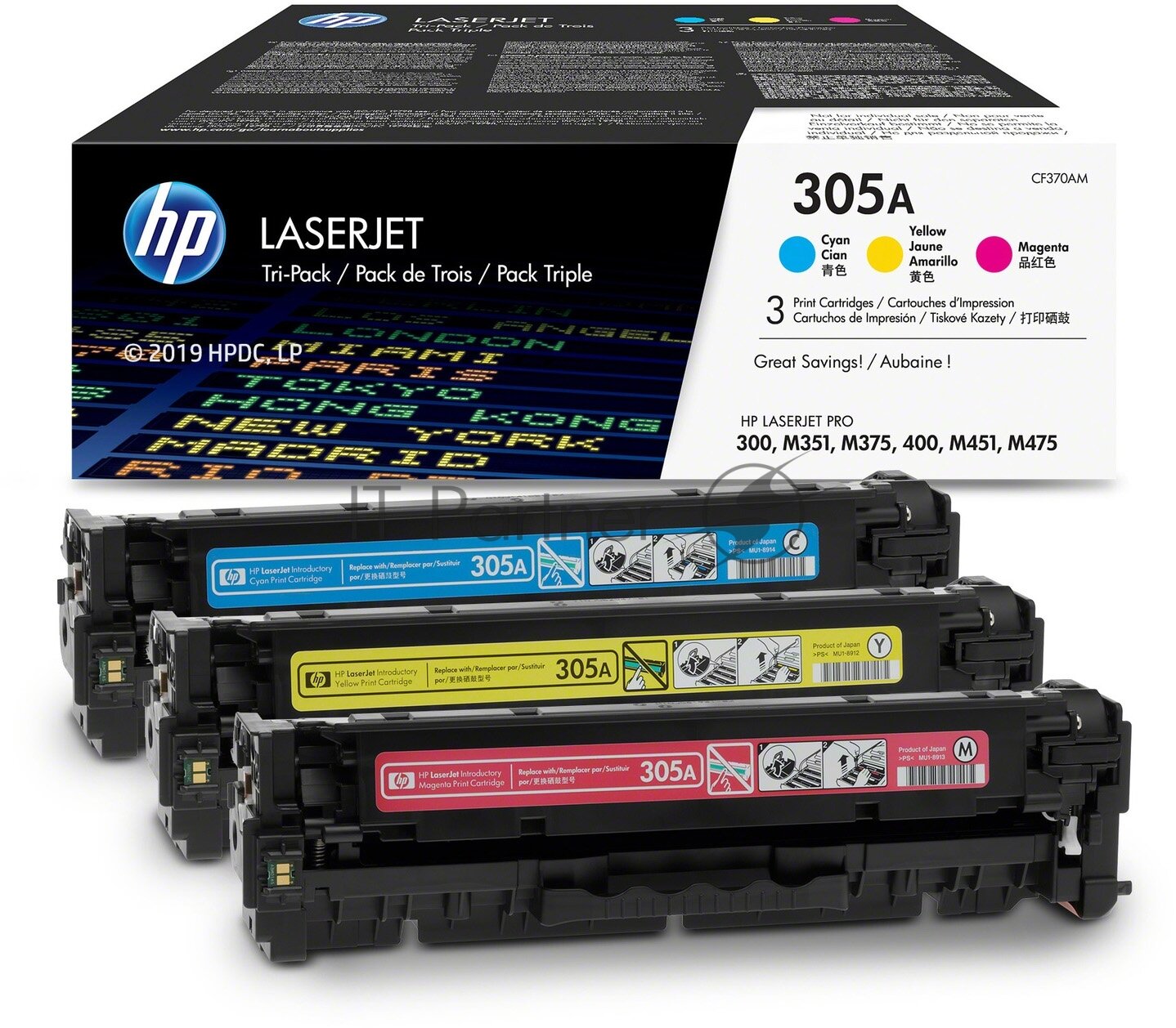 Набор картриджей HP CF370AM для CLJ Pro M351a M375nw M475dn/dw M451nw/dn/dw (2600 стр) CYM Tri-Pack - фото №19