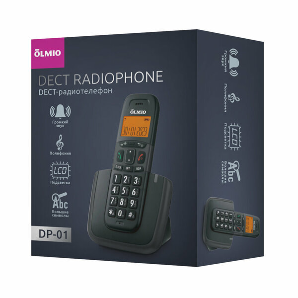 DECT радиотелефон DP-01, черный, Olmio