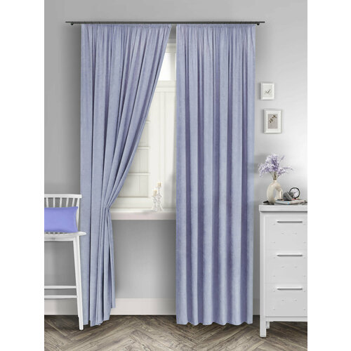 Комплект штор для комнаты Канвас Shtoraland на ленте для крючков, две портьеры для гостиной, спальни, детской. Общий размер 500x250 см, серо-сиреневый