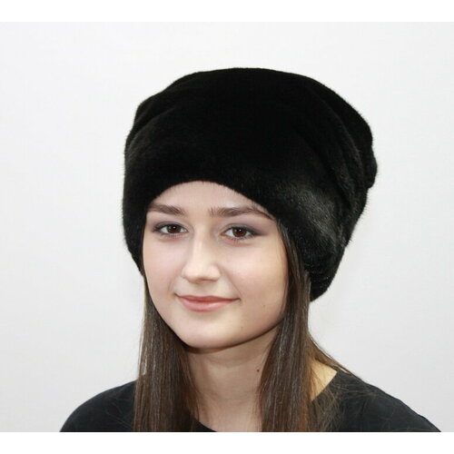 фото Шапка шлем шапка норковая зимняя, шерсть, подкладка, размер 58 - 59, черный мария
