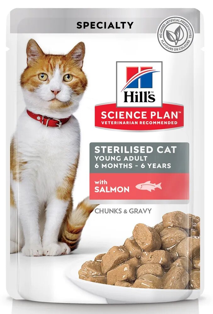 Влажный (консервированный) корм Хиллс (Hill's) для стерилизованных кошек до 6 лет - Лосось 1 пауч